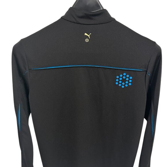 PUMA Men's Size Medium Pullover Sweater Half Zip Unique Black Blue - Picture 6 of 6
